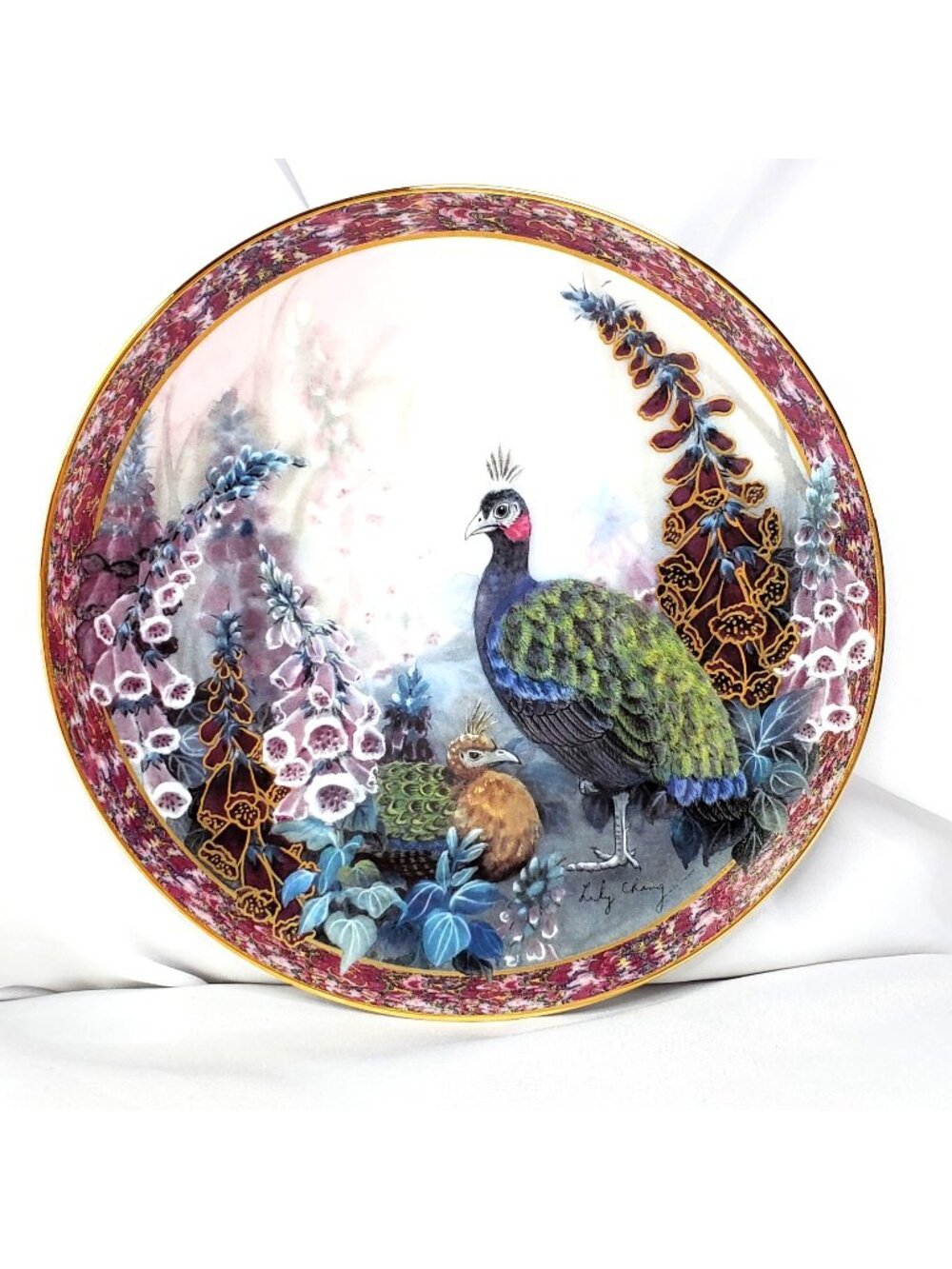Elegance Peacock Plate By Lily Chang Gardens Of Paradise 1993 COA
